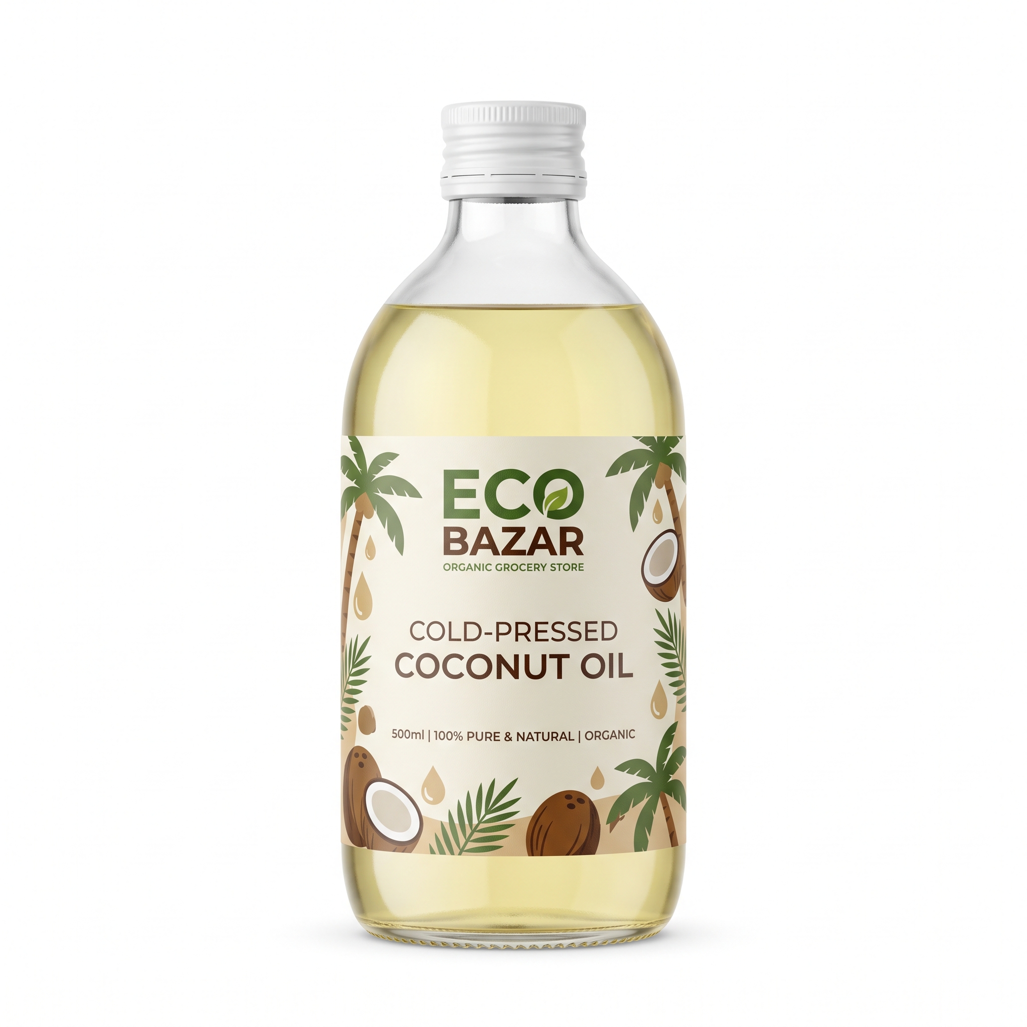 EcoBazar Cold-Pressed Coconut Oil (500 ml)